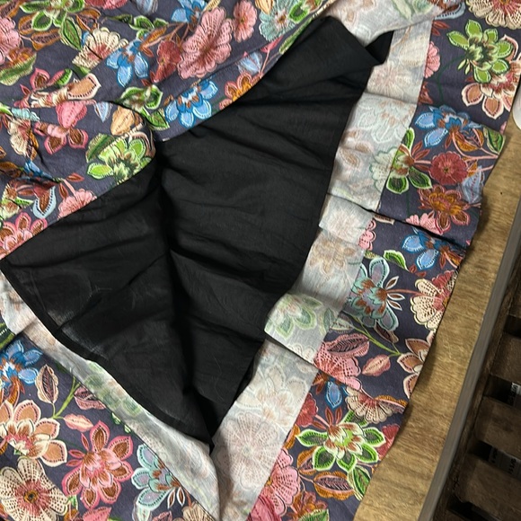 Hermoza greatshape linen navy flora flower print multi color maxi belt dress - Picture 4 of 7